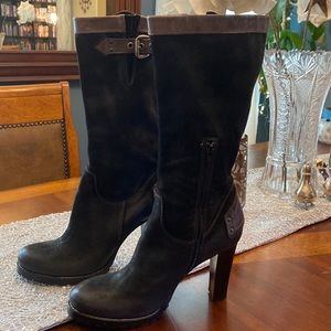 Vero Cuoio black suede snd brown leather boots. Size 9